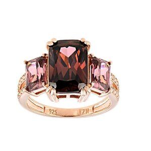 NIB - JTV Blush And White Cubic Zirconia 18k Rose Gold Over Silver Ring 9.75ctw
